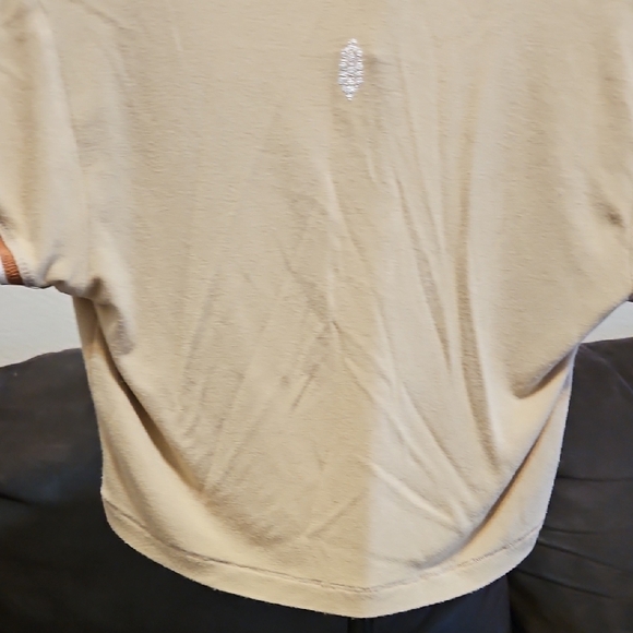 FP Movement by Free People Tan Cropped Ringer Tee with White and Rust Trim - Picture 6 of 8